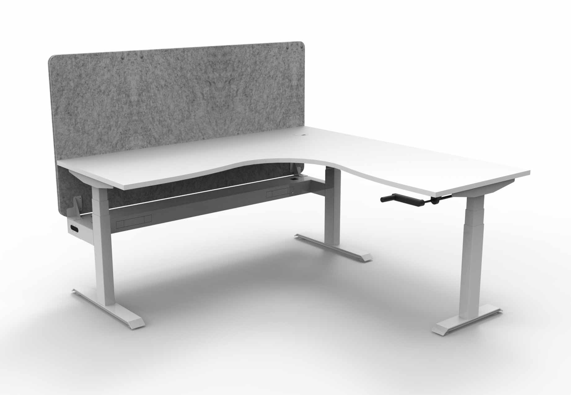 Boost Crank Manual Sit-Stand Corner Workstation with Cable Tray and Eco Screen